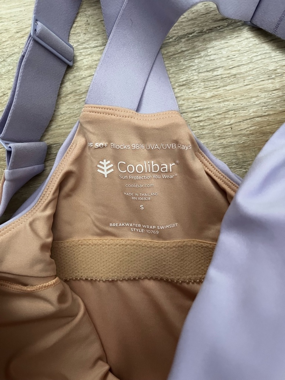 NWT Coolibar Women’s Breakwater Wrap Swimsuit UPF 50+ Protection Lavender Small - Picture 6 of 7